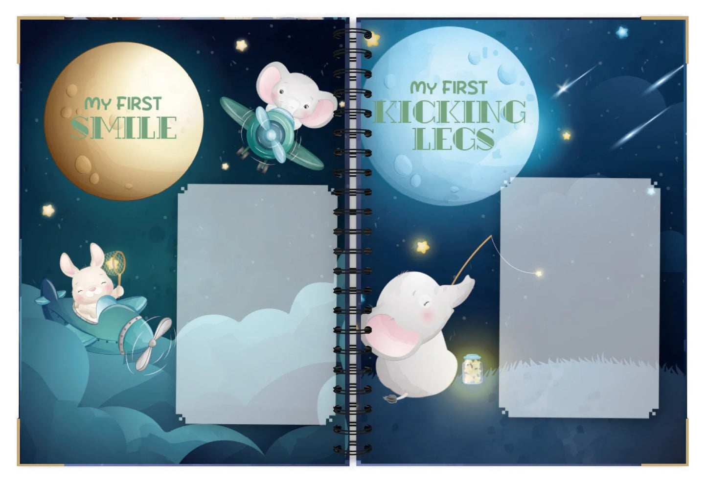 Baby First Years Book Hidden Spiral Binding Baby Memory Journal For Birth Record Moments & Memories.