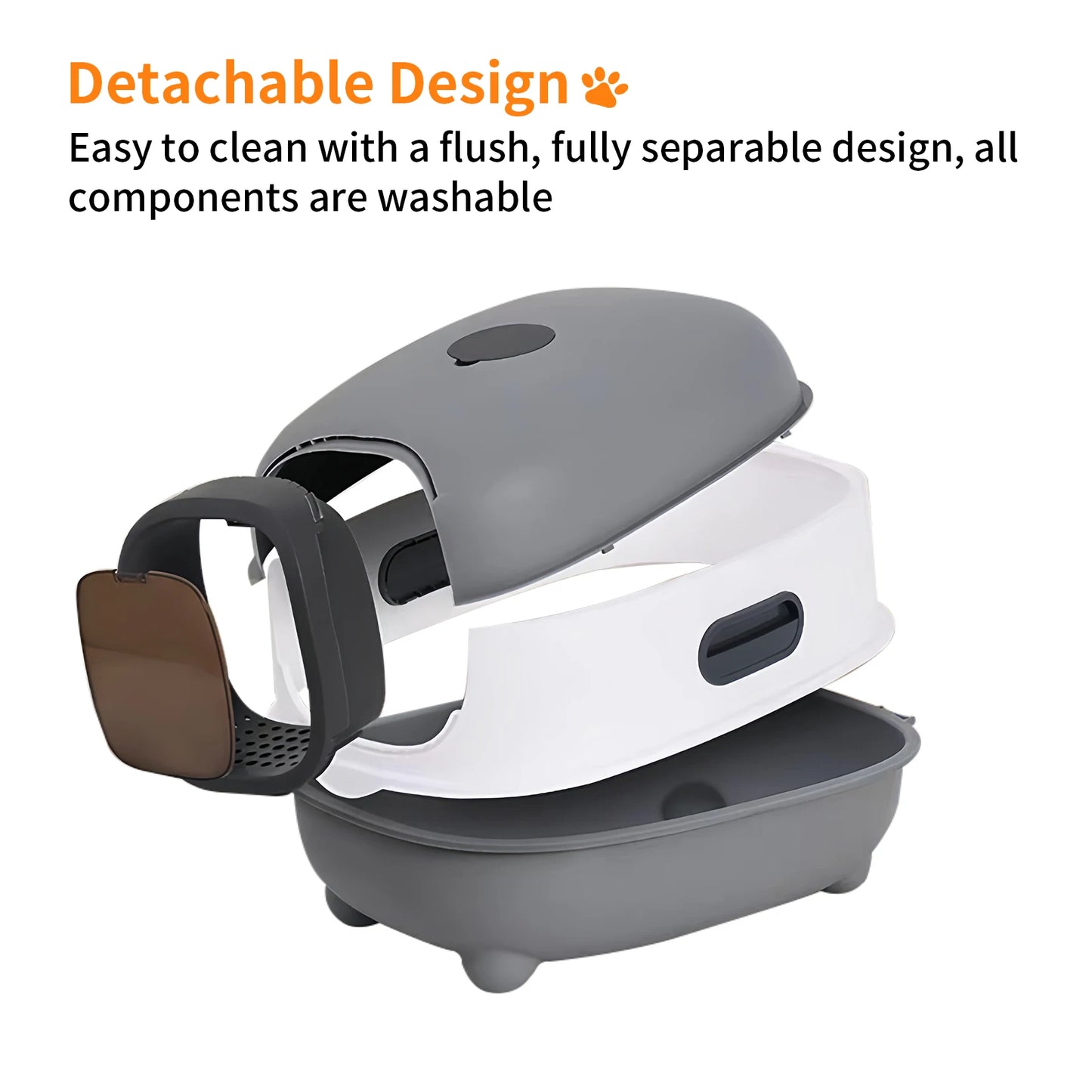 Oval Oblong Hooded Cat Litter Box Tray Front Entry Enclosed Toilet with Litter Scoop for Kittens Cat