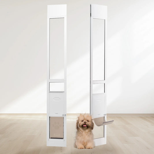 Dog Door Sliding Glass Door Adjustable Height Doggy Door Sliding Doors Aluminum Frame Tempered Glass Pet Door