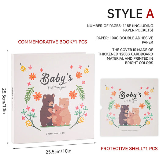 Hardcover Baby Memory Book Growth Chart  First Year Journal for Ultrasound to 1st Birthday Gift Eco-Friendly Baby Keepsake Album