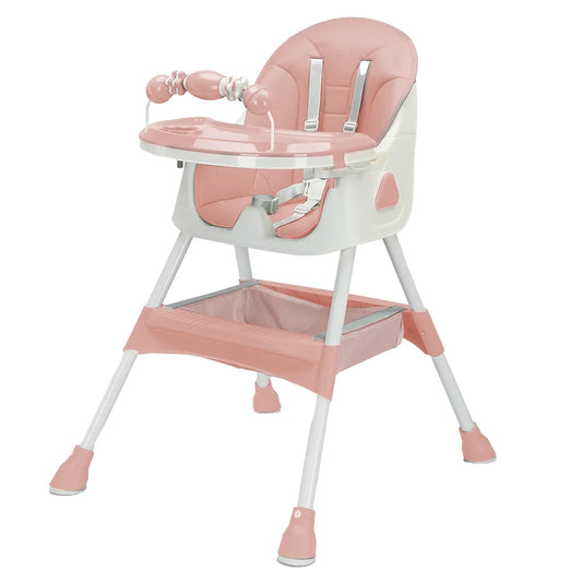 Foldable Baby High Chair 6 Months Plus, with Large Antislip Pad & ToyRack, Easy to Clean Feeding